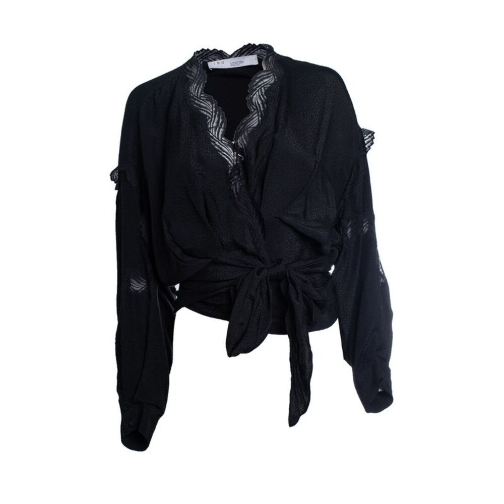 IRO, black jarl wrap top with lace